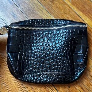 Clare V Croc Embossed Black Belt Bag